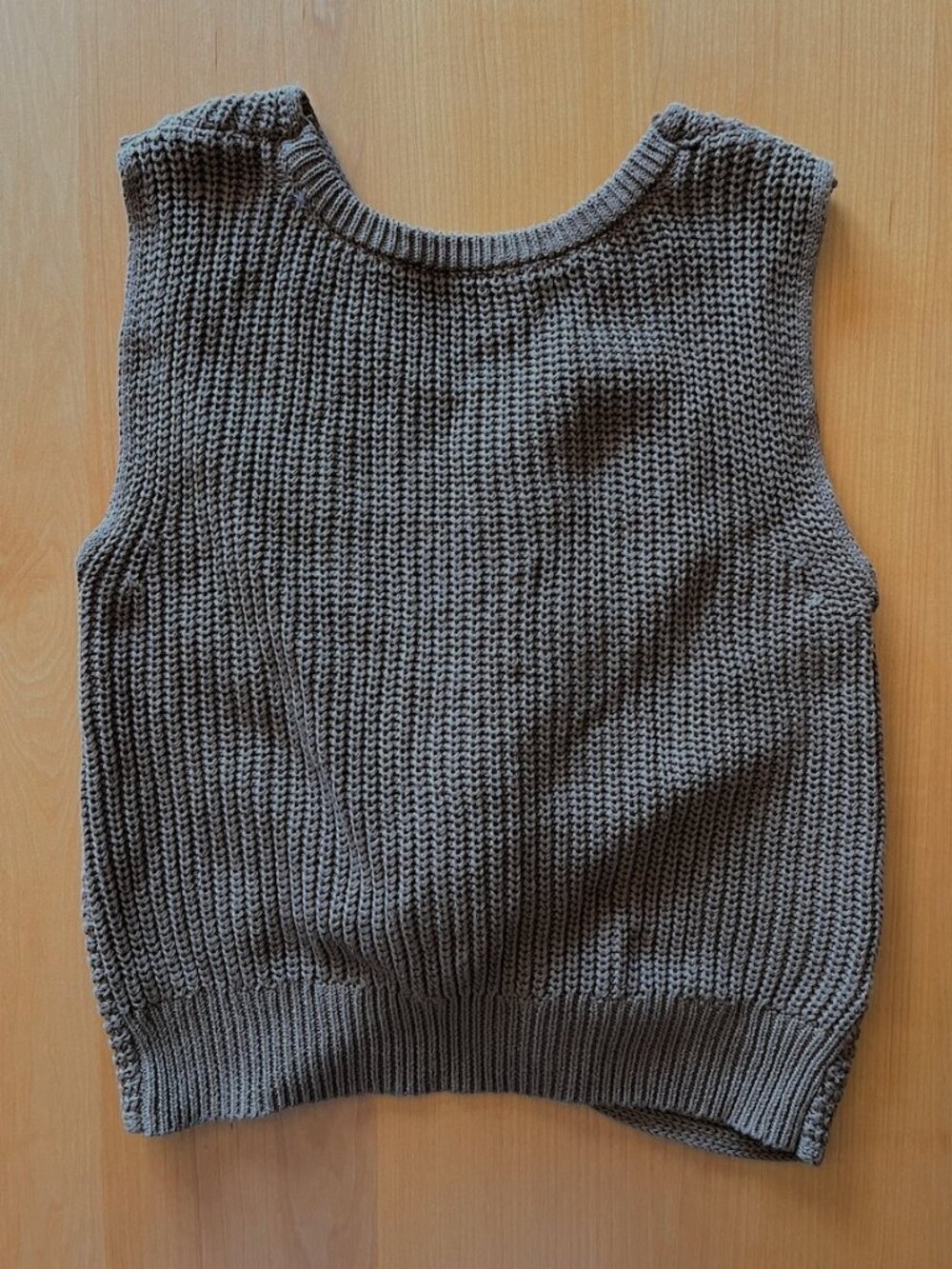 Miou Muse Taupe Open Back Cotton Sweater Vest, Size S